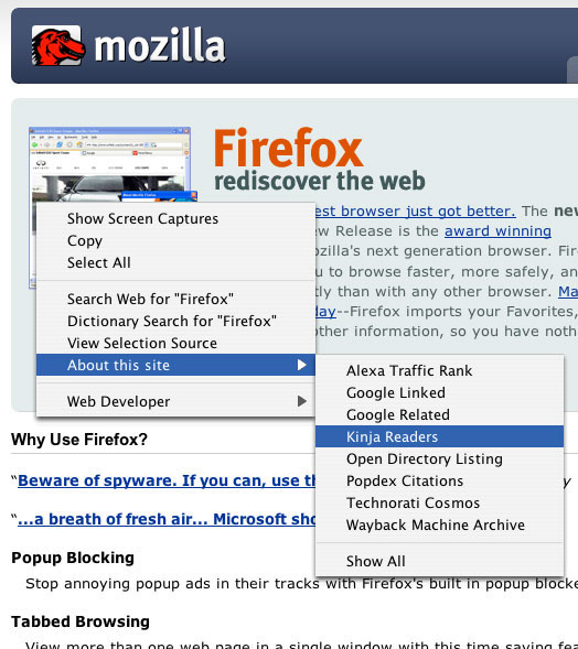 About This Site FireFox Plugin 